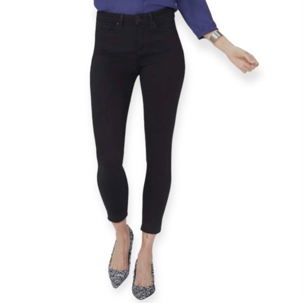 NYDJ 10 Ami Skinny Jeans Mid Rise Release Hems Women’s Black Stretch Lift Tuck